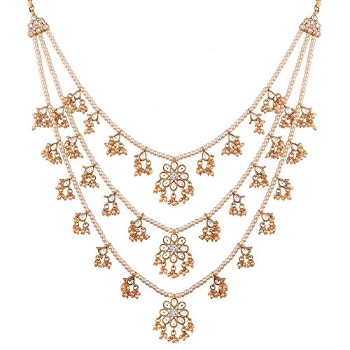 I Jewels 18k Gold Plated Indian Wedding Bollywood Dulha Moti Mala with Stone Maharaja Haar/Groom Necklace for Men (MLP28W)