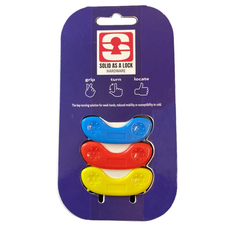 Key Turner Aid Tool for Weak Hands Arthritis Mobility 3 Pack by Solid As A Lock Hardware