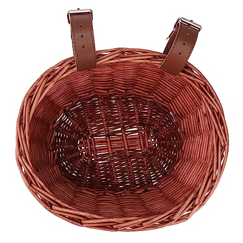 Yardwe 1 Cesta De Mimbre para Bicicleta Cesta De Mimbre para Cesta De Comida para Cesta Tejida para Bicicleta Cesta De Comestibles para Cesta De Ciclismo para Cesta Delantera