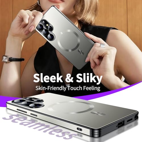 Image of for Samsung Galaxy S24 Ultra Case, Heavy-Duty Slim Design Compatible with MagSafe, Strong Magnetic Shockproof Protection for Screen & Camera Cover Case for Samsung S24 Ultra,Silver