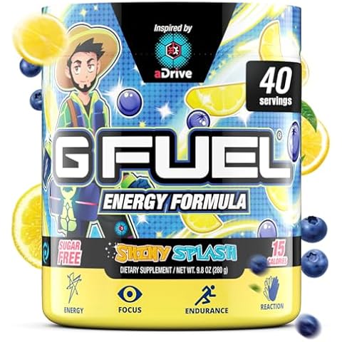 G Fuel aDrive Energy Drink Powder, Pre Workout Caffeine Powder, Energy Powder Drink Mix for Gaming, Sugar Free Focus Amino, Vitamin + Antioxidants, 9.9oz (Blueberry & Lemonade, 40 Servings) Cover
