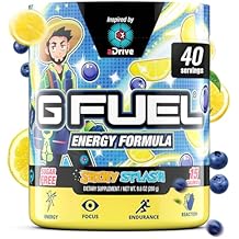 G Fuel aDrive Energy Drink Powder, Pre Workout Caffeine Mix for Gaming, Sugar Free Focus Amino, Vitamin + Antioxidants, 9.9oz Blueberry & Lemonade, 40 Servings