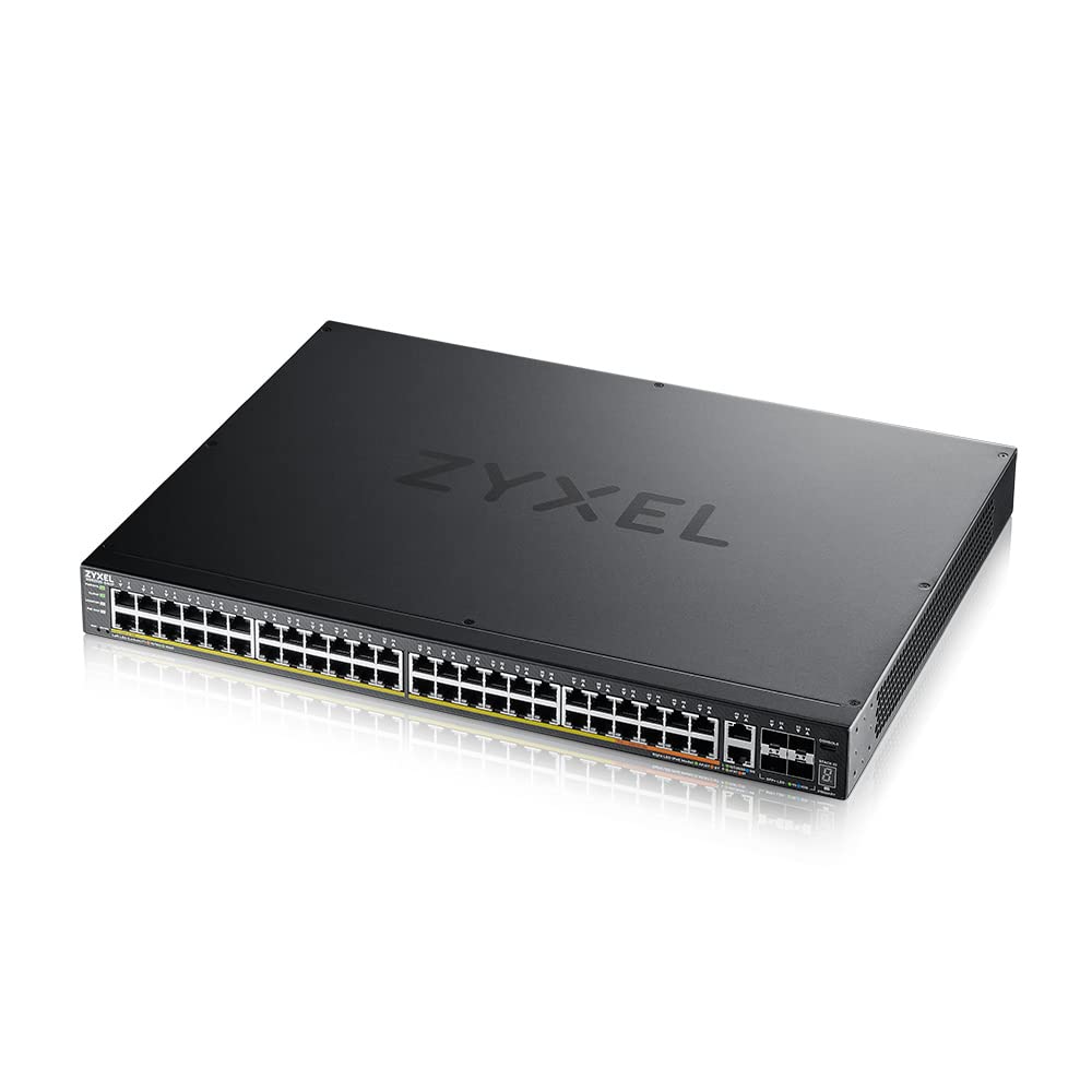 Zyxel 48-Port GbE L3 Access PoE+ Switch with 6 10G Uplink (600 W) (XGS2220-54HP) | 48x Puertos Gigabit PoE + 2x 10G PoE + 4x 10G SFP+, Presupuesto Total PoE de 600W, Diseño con Smart Fan, Capa 3, NebulaFlex