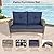 FKLUG 6 Pieces Patio Furniture Set, Outdoor Wicker Sofa Couch with 360° Swivel Rocking Chairs,Patio Conversation Sets with Ottoman and Coffee Table for Outside Porch Backyard Pool (Blue)