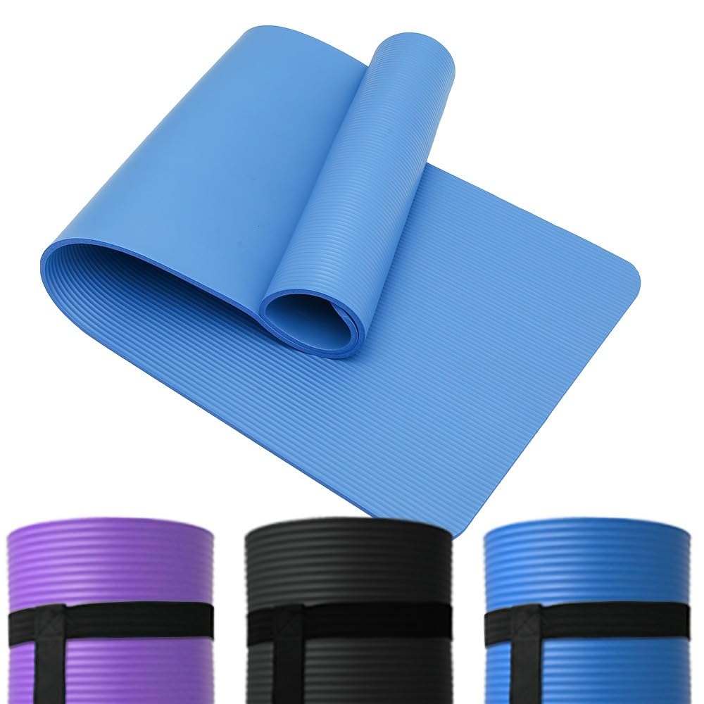 Aggloz Yoga Mat, 12MM Extra Thick Exercise Mat 183cm x 60cm Multi Purpose Yoga Mat for Men, Women, Non-Slip Yoga Mat, Ideal for Pilates, Planks, Stretching, Ideal for Home Gym Accessories