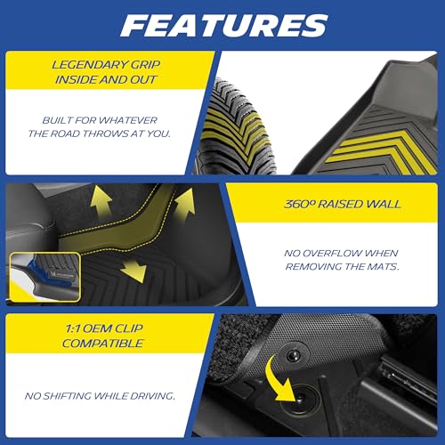 Image of Michelin Vehicle Mats for 2015-2026 Ford F150 /2022-2025 Lightning, 1st Row | Fit SuperCrew & Super Cab Carpet Floor, All-Weather TPE Custom Fit Floor Mats and Truck Liner, Non Slip Accessories, Premier