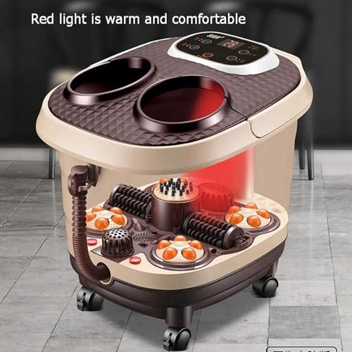 Masajeador de pies con función de burbujas de calor, 2 rodillos masajeadores y 4 bolas de masaje motorizadas, pedicura para alivio del estrés en pies cansados, ayuda para dormir, uso en casa miniatura 4