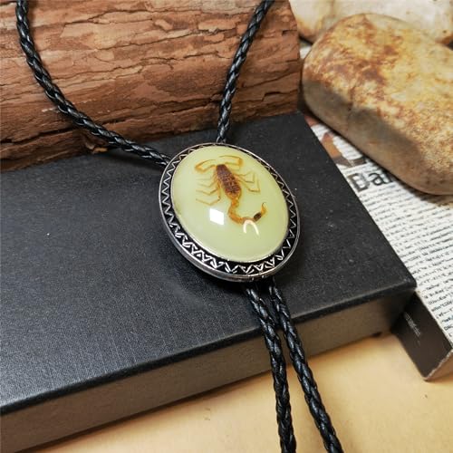 Image of Turquoise Agate Granite BOLO Tie for Men Women Leather Wedding Necklace Western Cowboy Necktie