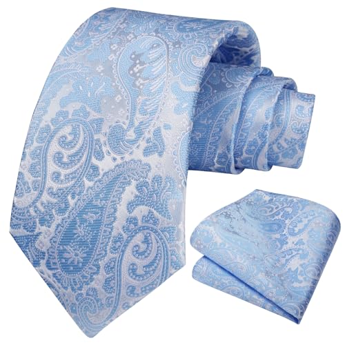 Image of HISDERN Ties for Men Paisley Floral Tie Handkerchief Classic Woven Business Formal Necktie and Pocket Square Set Wedding