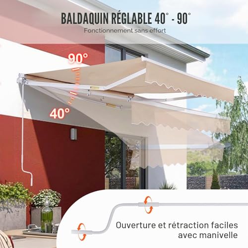 Auvent rétractable résistant au vent et UV avec toile polyester inclinable - 5