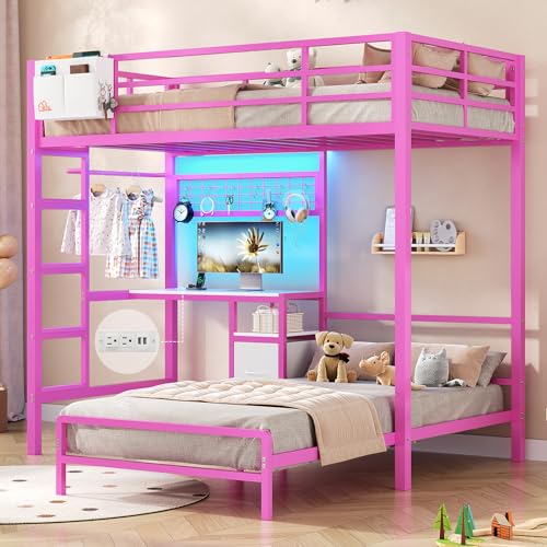 DICTAC Twin Over Twin Bunk Bed with Desk and Storage
