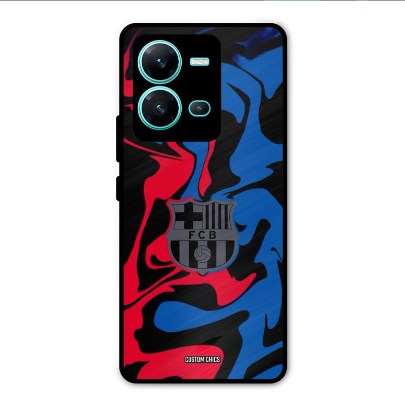 Image of PrintShield FC Barcelona Comic Back Cover for Vivo V25, Shockproof Printed Phone Case with Soft TPU Sides & Anti-Slip Grip