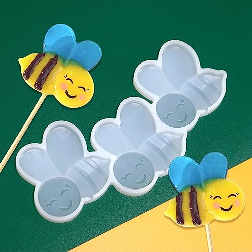 mostsom Silicone Lollipop Molds,Chocolate Candy Mold Lollypop Sucker Molds Flower Honeycomb Chocolate Hard Candy Molds No Sticks 2PCS (E_ Bee)