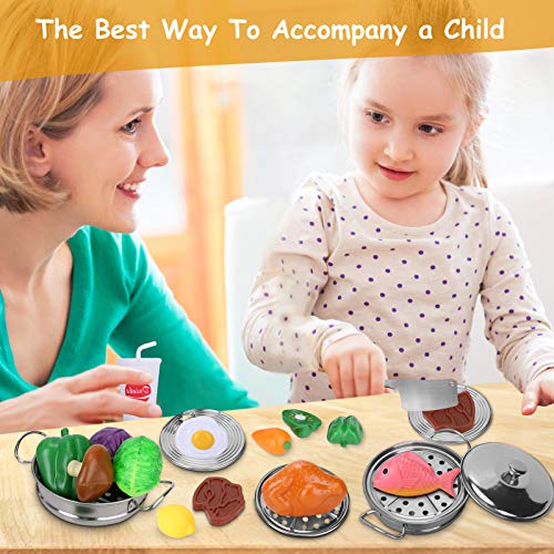 Toys for 3 Year Old Girls Boys, Play Kitchen Accessories with Stainless