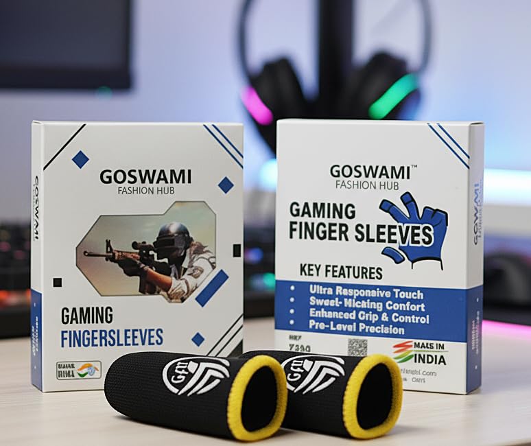 Thumb & Finger Sleeve for Mobile Gaming (4 Pieces), Pubg,Cod,Freefire -with Carry Case-Pack of 2 Pair - Multi Colour with Logo Printed-image-16
