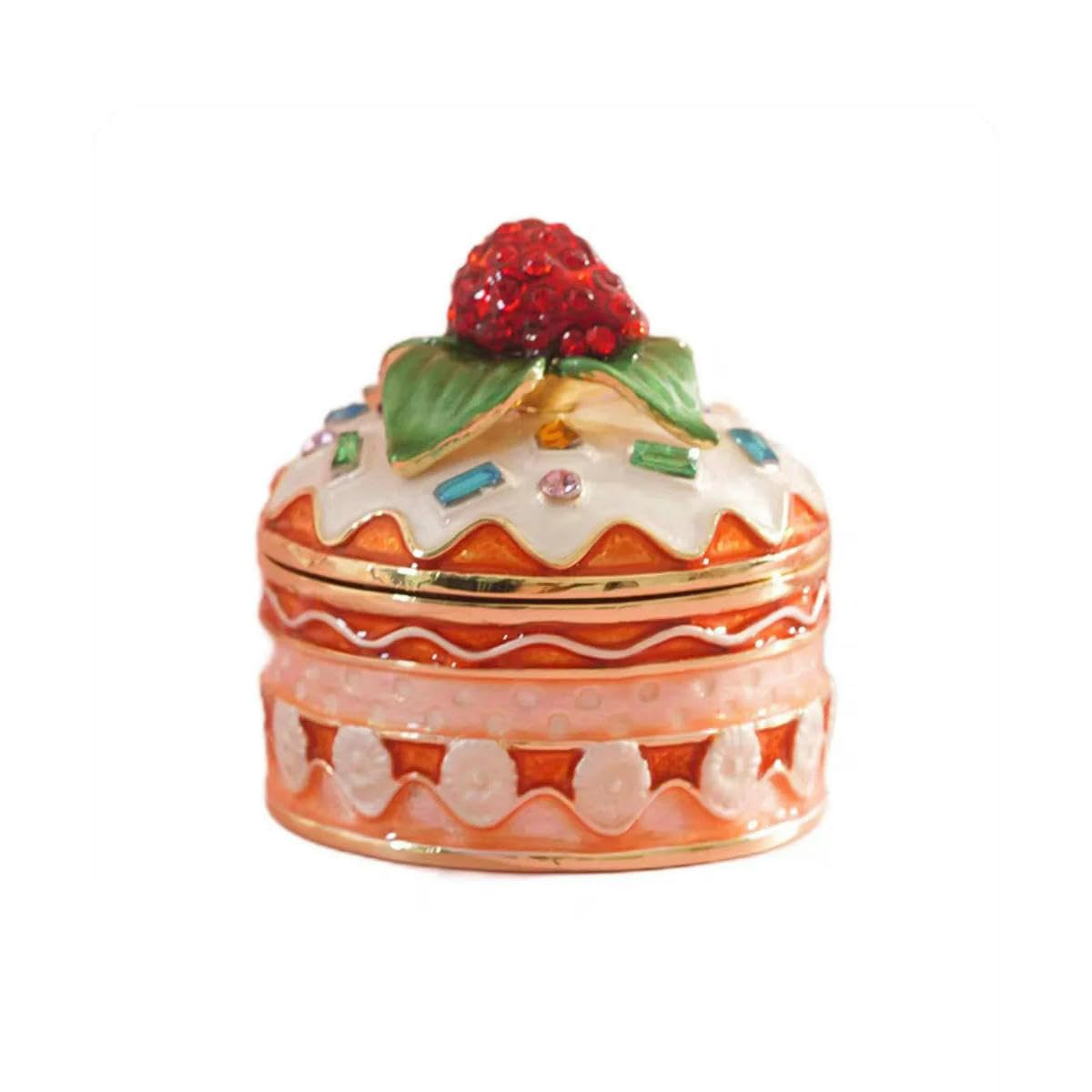 Boîte à bijoux gâteau aux fraises pour décoration de coiffeuse romantique