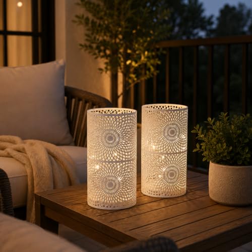 JHY DESIGN Set of 2 Table Metal lamp Battery Powered Cordless Accent Light with Warm White Fairy Lights Bulb Battery Operated Great for Weddings Parties Patio Events for Indoors Outdoors by JHY DESIGN - Used condition - Image 9