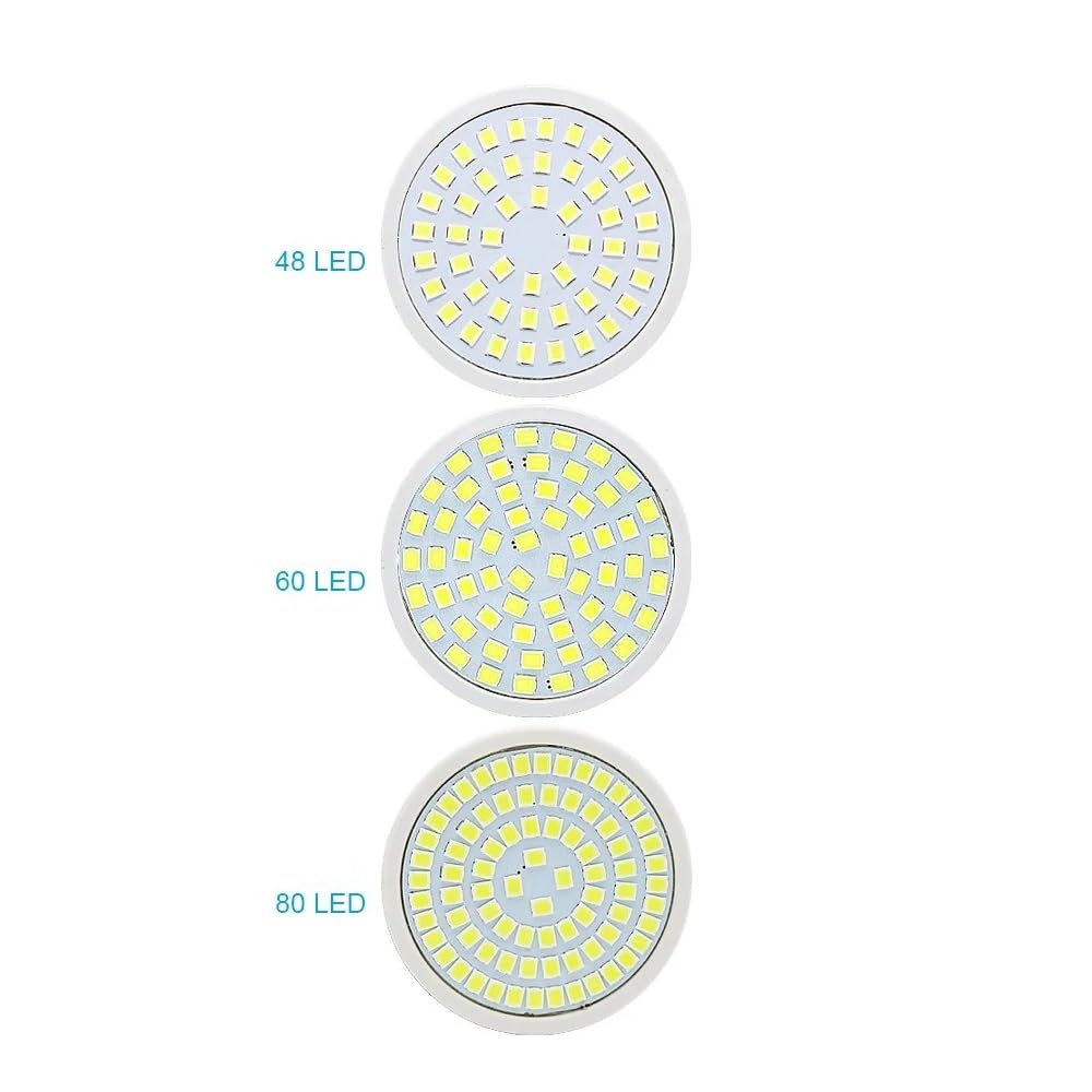 1fortunate Paquete de 50, bombilla de foco LED E14 AC220V 2835SMD 48/60/80leds lámpara de foco LED iluminación interior(Warm White,80Leds E14)