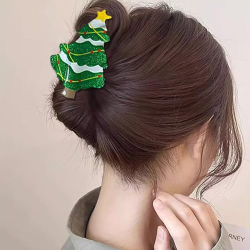Pinza para cabello diseño árbol de Navidad verde miniatura 5