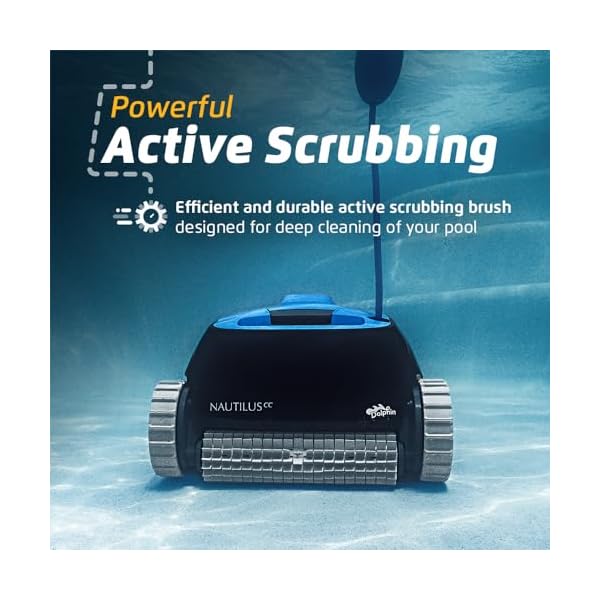 Dolphin nautilus cc automatic robotic pool vacuum cleaner wall climbing scrubber brush top load filter access ideal for abovein ground pools up to 33 ft in length  urban country home decor