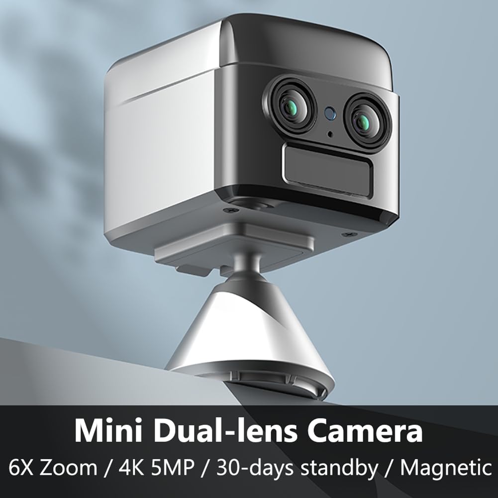 Mini Telecamera 4G con Batteria Integrata, Visione Notturna IR 4K, Basso Consumo Energetico, Rilevamento del Movimento, Telecamera di Videosorveglianza