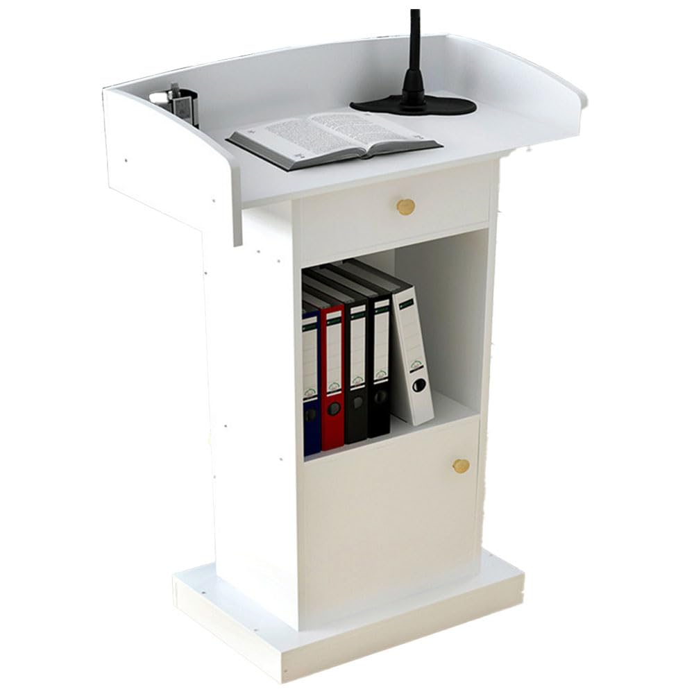 DUANHOZ Wooden Lectern Podium Stand with Drawer for Conference Auditorium Church Floor Standing Podiums for Reception Desk Speaking
