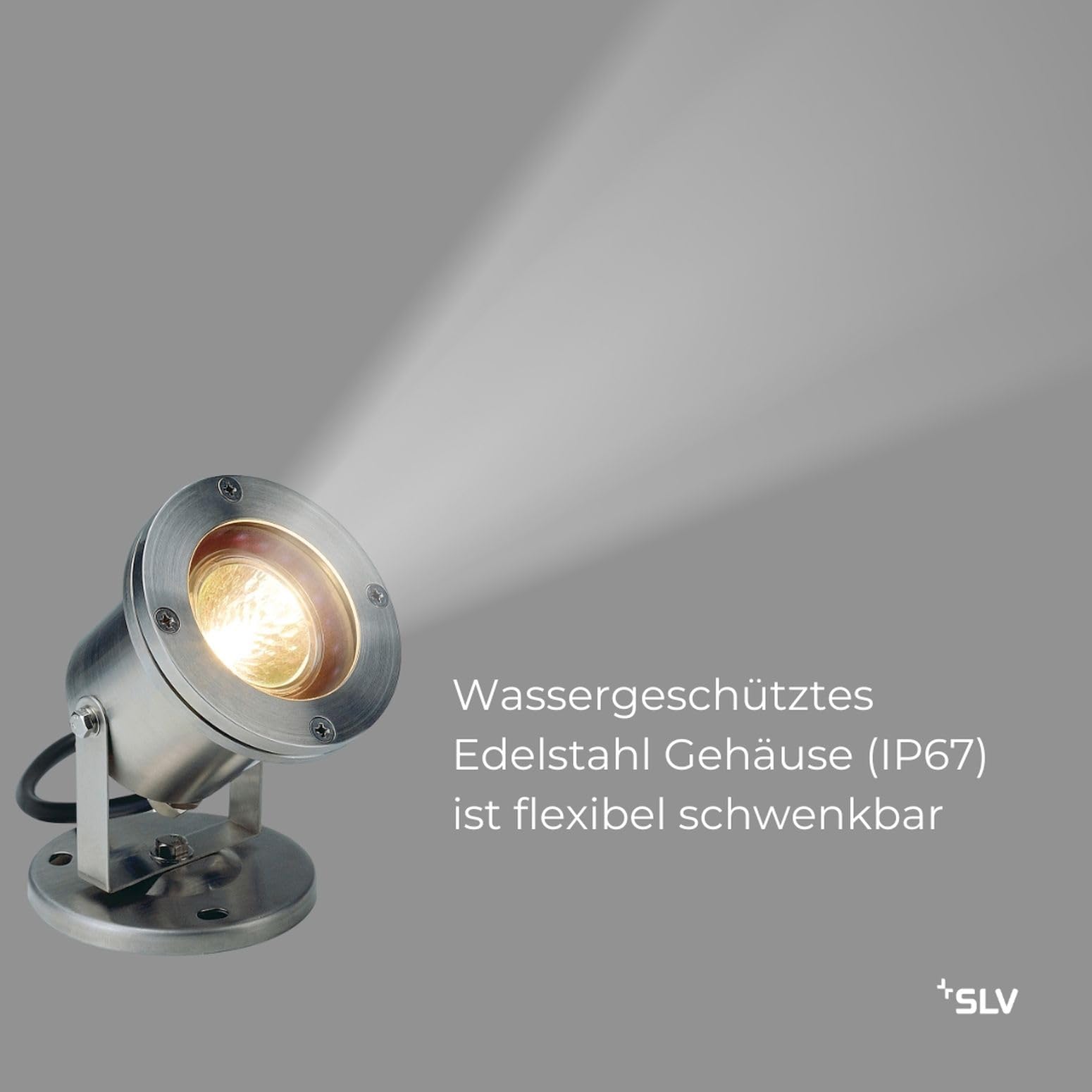 SLV NAUTILUS | Außenlampe für die Beleuchtung von Garten, Terrasse, Pflanzen, Wegen, Teich, Aussen-Leuchte, Außen-Strahler | IP67, edelstahl 304, max. 35W, GX5.3