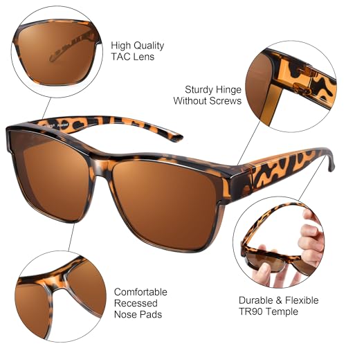 Image of URUMQI Polarized Sunglasses Fit Over Glasses for Men Women, Oversized Square Sun Glasses UV400 Protection
