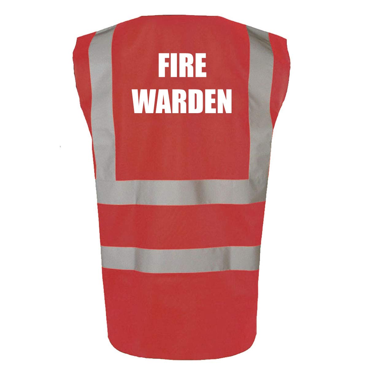 Fire Warden Printed High Visibility Hi Vis Site, Work, Office & School Safety Vest (Large, Red)