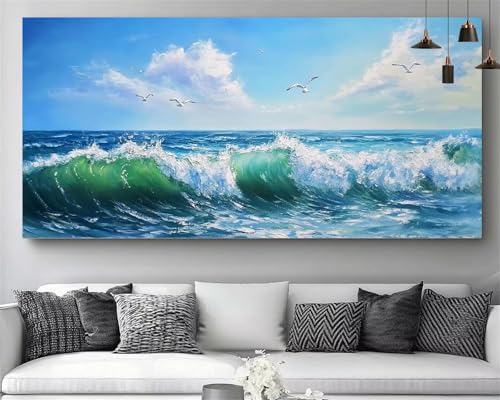 Kit Diamond Painting Mouette et Mer 5D pour Enfant et Débutant avec Tableau Strass 50x100cm M216