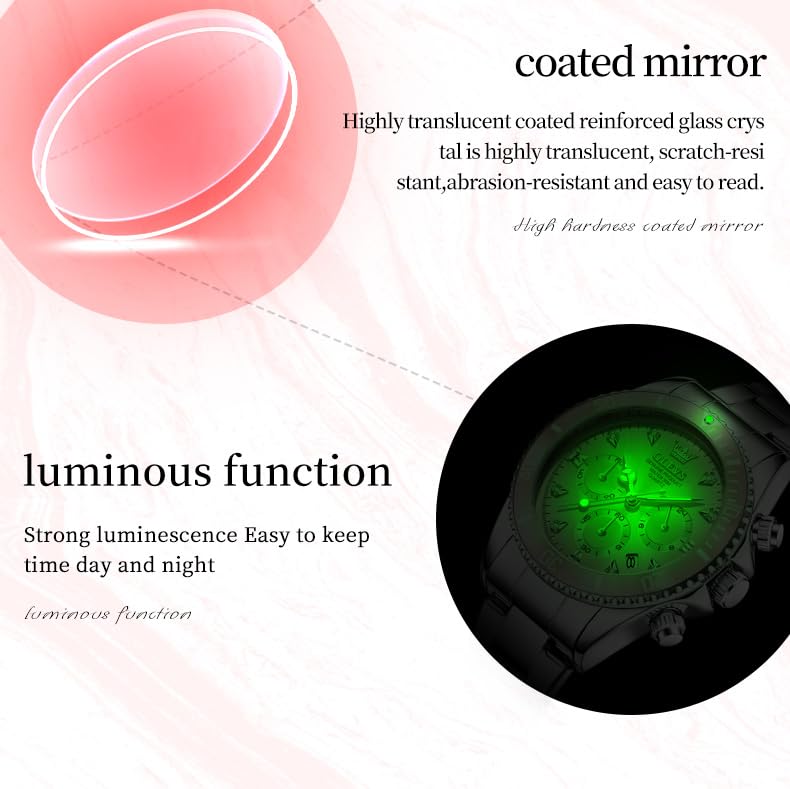 OLEVS Womens Watch Fashion Dress Diamond Female Watches for Ladies Analog Quartz Stainless Steel Waterproof Luminous Day Date Two Tone Wristwatch4