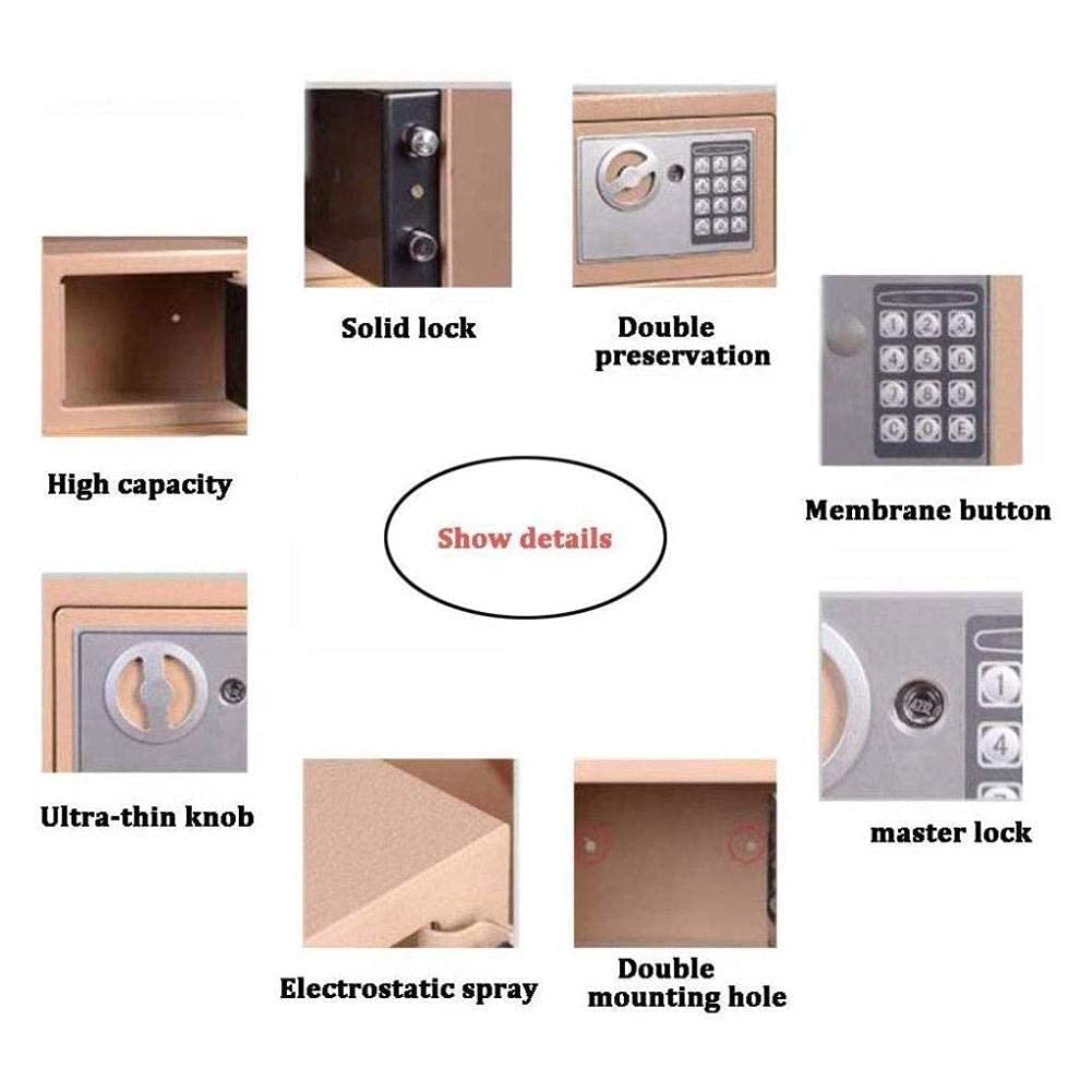 Caja Fuerte, Ignífuga, Impermeable, Caja Fuerte, Caja Fuerte con Cajas Fuertes Digitales para Cajas Fuertes Pequeñas, Caja Fuerte para Llaves/Red