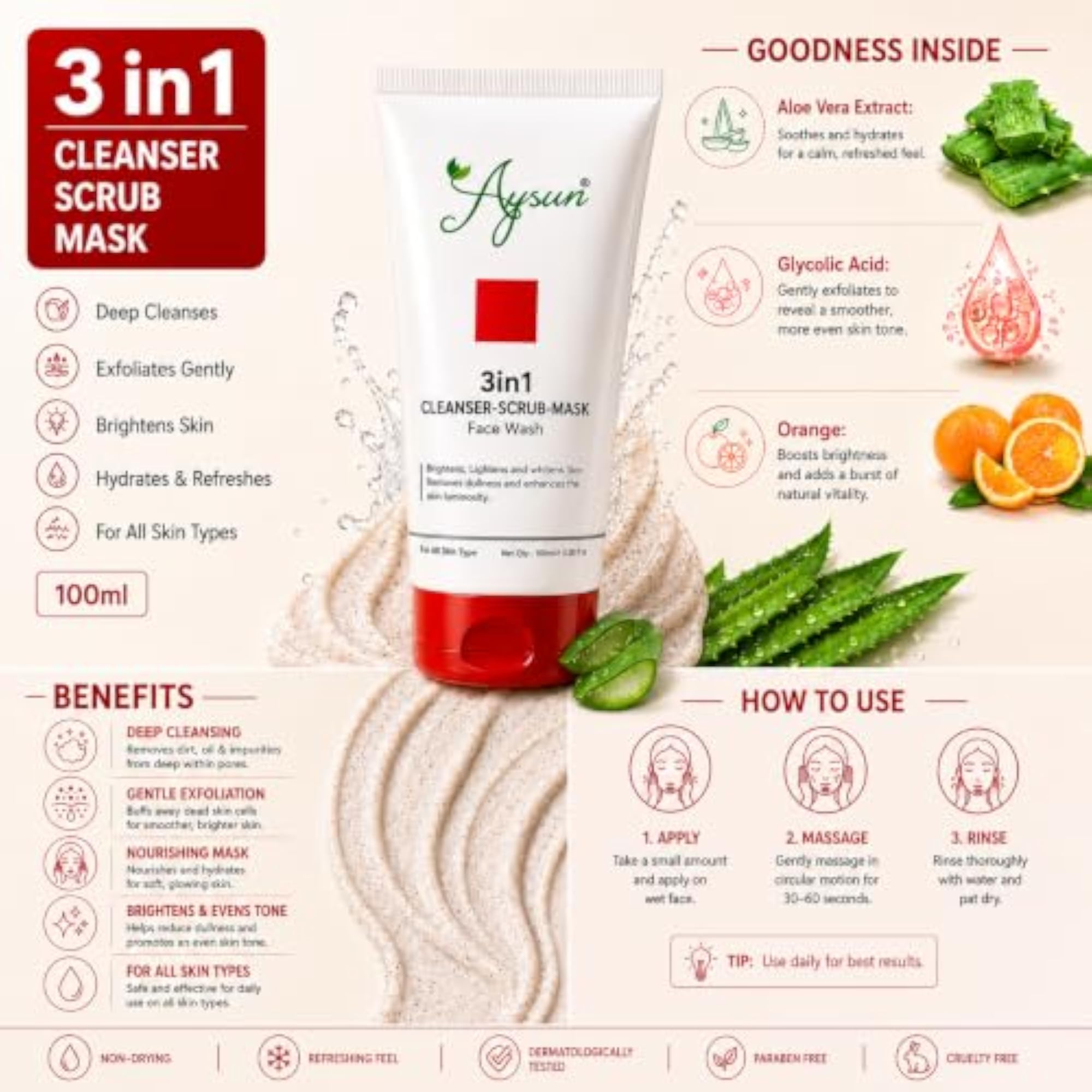 Complete Facial Care Combo Kit, Cleanser, Scrub & Treatment