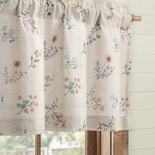 XOGUIBO Farmhouse Floral Linen Valance