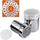 SICHER & LANGLEBIG - Die Puder-Staubstreuer und die Kaffee-Kunst-Panznadel sind aus 100% lebensmittelechtem 304 Edelstahl mit einer glänzenden polierten Oberfläche, ungiftig, sauber und sicher. Perfekt zum Dekorieren von Cappuccinos mit Kakao und Zimt feinem Maschen. Ideal auch für Pudergewürze und Puderzucker.