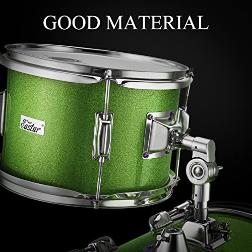 Eastar Kids Drum Set 16 Inch 3-Piece, Junior Drum Set Kit With Throne, Cymbal, Pedal & 2 Pairs Of Drumsticks, Metallic Green (Eds-280G) #TOP1