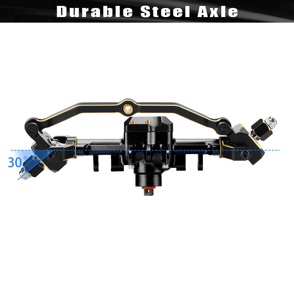 GLOBACT Aluminum & Brass Front/Rear Axle Set For 1/18 TRX4M Bronco & Defender - RC Crawler Upgrade Parts With Steering Blocks & Links (Red) - View #4