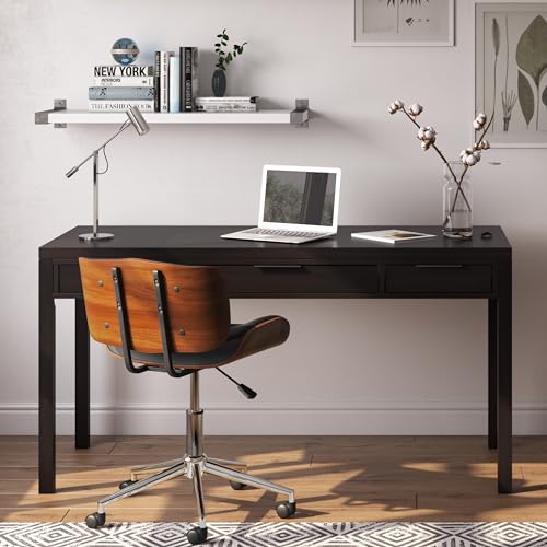 SIMPLIHOME Hollander SOLID WOOD 60 inch Wide Home Office Desk, Writing Table, Workstation, Study Table Furniture in Hickory Brown with 2 Drawers