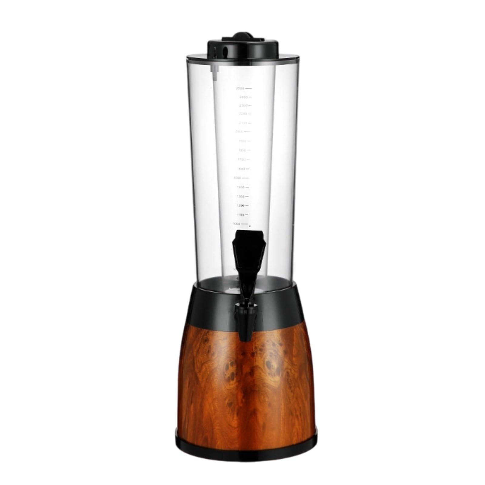 Distributeur de Boissons avec Robinet Beer Keg Carafe à Boisson Colonne Interne pour Glace Paroi Transparente Bec Lisse Anti-goutte Échelle Graduée, Array, Motif Bois