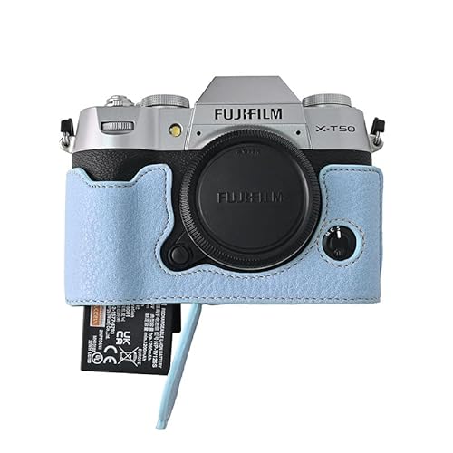 SIUTATDSH カメラケース PUレザー 適用 Fujifilm Fuji 富士 X-T50 XT50 ケース ライナーケース カメラホルダー、耐震・耐衝撃・便携・三脚設置でき、電池交換でき。 (ブルー)