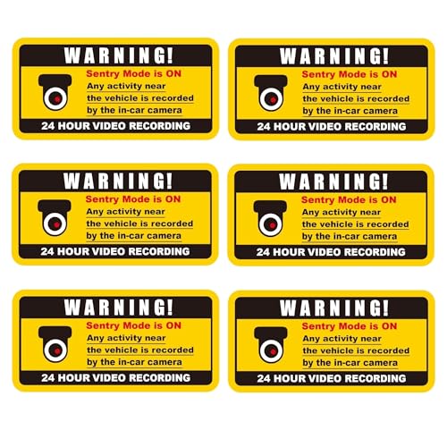 GOOYOGOO (Set of 6) in Car Camera Recording Warning Stickers 4x2 Inch,Anti-Theft,Traceless Adhesive Design Video and Audio Recording Stick on The Inside or Outside of The Car Window