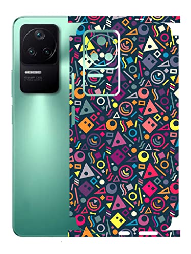Image of AtOdds - Poco F4 (5G) Mobile Back Skin Rear Screen Guard Protector Film Wrap (Coverage - Back+Camera+Sides) (Shapes Graffiti)