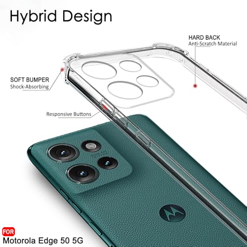 Image of TheGiftKart Crystal Clear Back Cover Case for Motorola Moto Edge 50 5G | Shock Proof 360 Protection | Hard Clear Back Cover Case for Motorola Moto Edge 50 5G (PC & TPU, Transparent Bumper)
