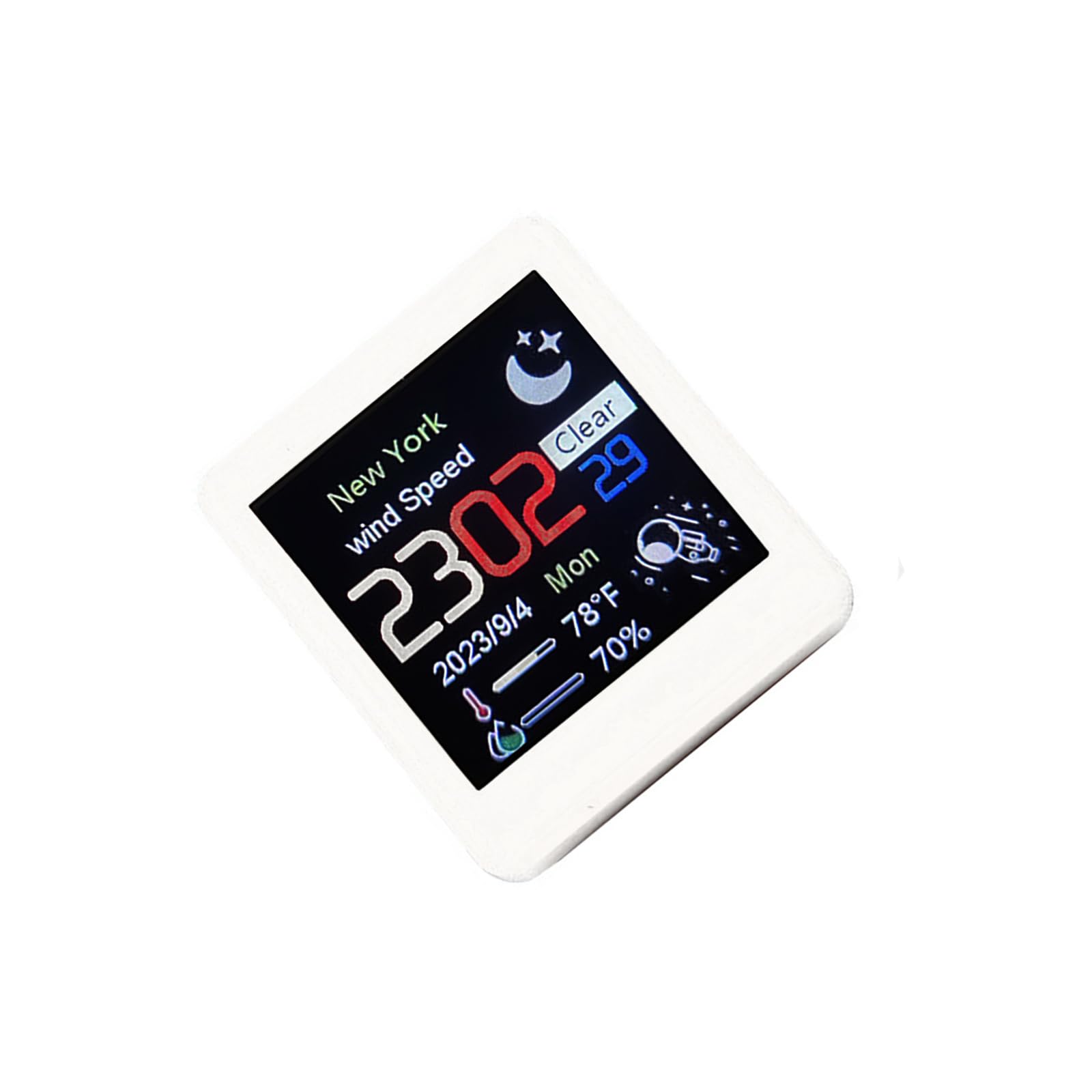 White Mini Desktop Clock WiFi Weather Clock 1.5
