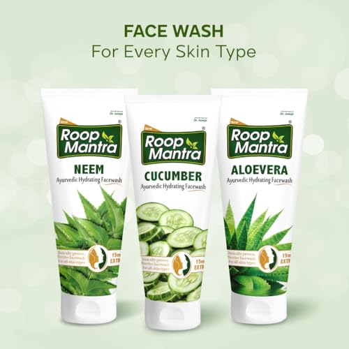 Image of Roop Mantra Ayurvedic Aloe Vera Face Wash With Tulsi & Neem | Deep Cleansing And Hydrating| Paraben & Sulphate Free| Reduces Acne And Blemishes| Natural Glowing Skin For Men & Women | 115ml(Pack Of 2)