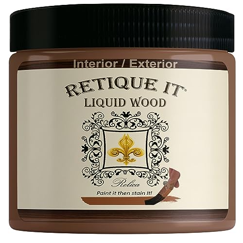 Retique It Liquid Wood - Dark Wood Pint - Paint and Stain It - Stainable Fiber Paint - Put a Fresh Coat on It (16 Fl Oz)
