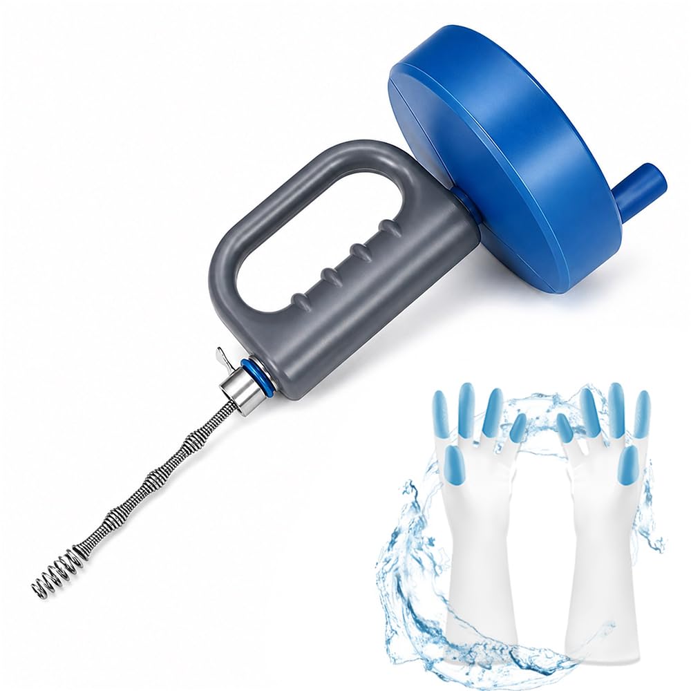 Furet Déboucheur Canalisation 10m Deboucheur Extensible Spirale de Nettoyage de Tuyaux avec Gants, Deboucheur WC, pour Salle Bain, Cuisine