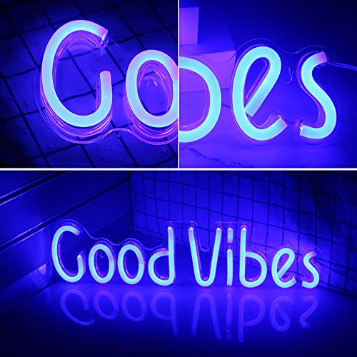 Good Vibes Neon Signs Good Vibes Words Neon Lights for Room Decor Light Lamp Bedroom Beer Bar Pub Hotel Party Restaurant Recreational Game Room Wall Art Decoration(19.6''×4.9'')