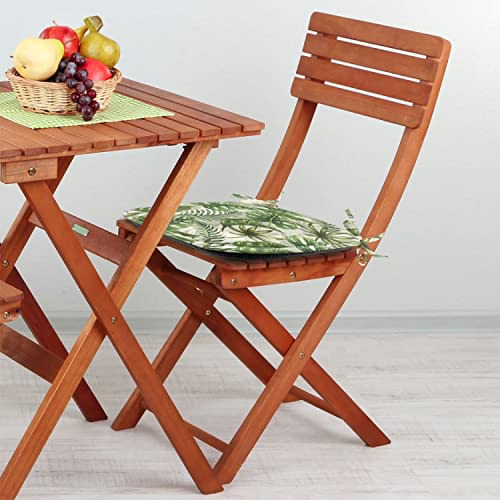 Lunarable Tropical Chair Seating Cushion Set Of 6, Rainforest Island Jungle Foliage Pattern Green Leaves Retro Nature, Seat Pads For Office With Anti-Slip Backing, 16"X16", Green Olive Green Cream #TOP3