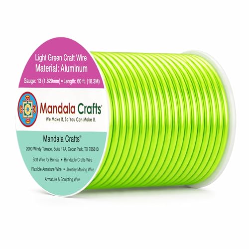 Image of Mandala Crafts 13 Gauge Light Green Anodized Aluminum Craft Wire, 60 FT | Colored, Flexible, Bendable, for Bonsai, Armature, Sculpting, Wire Wrapping, Jewelry Making, Weather & Tarnish Resistant